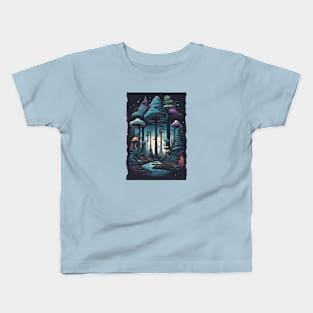 mushroom forest desgin Kids T-Shirt